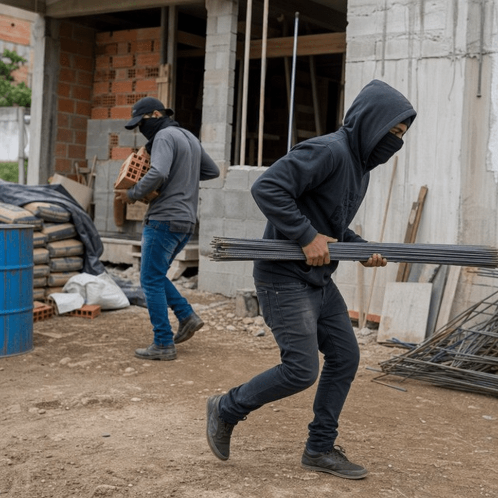 Thieves removing materials from a construction site